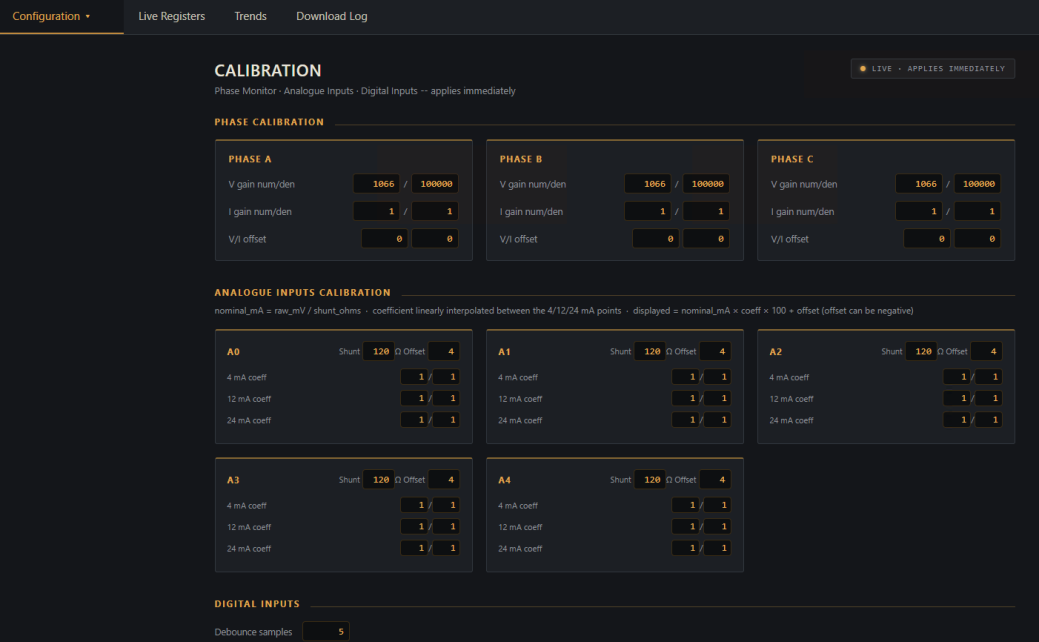 calibration interface screenshot